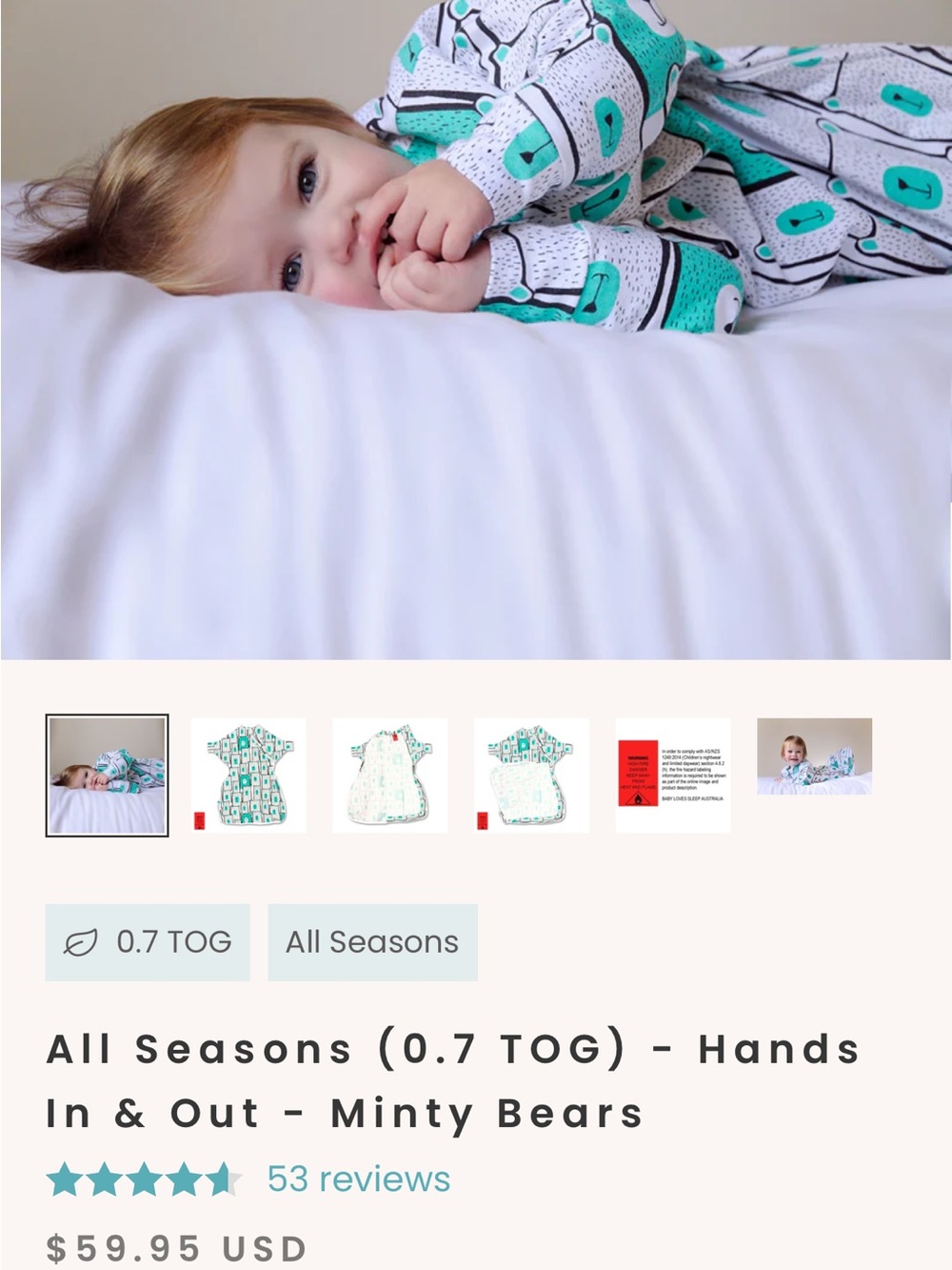 All Seasons Minty Bears Kids Sleep Sack Bundle